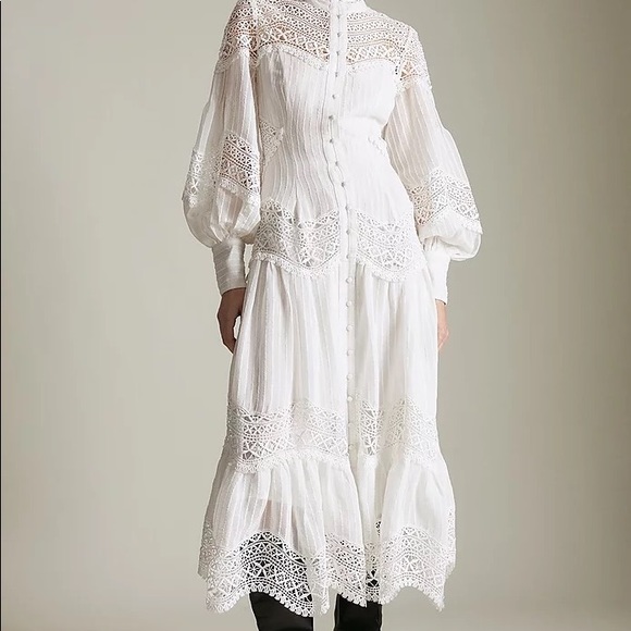 Karen Millen NWT Cotton Voile Cutout Prairie Boho Bridal Dress UK 12/US 10/EU 40 - Picture 2 of 12